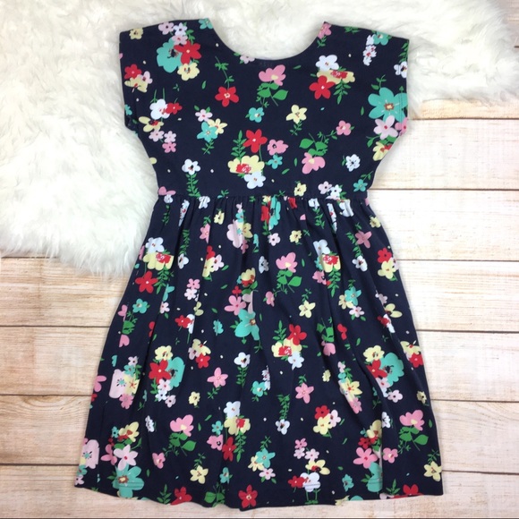 Hanna Andersson navy floral knit dress 150/US 12 - Picture 6 of 6